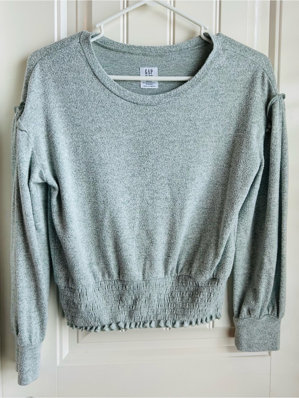 GAP Light Sage Green Smocked Waist Pullover